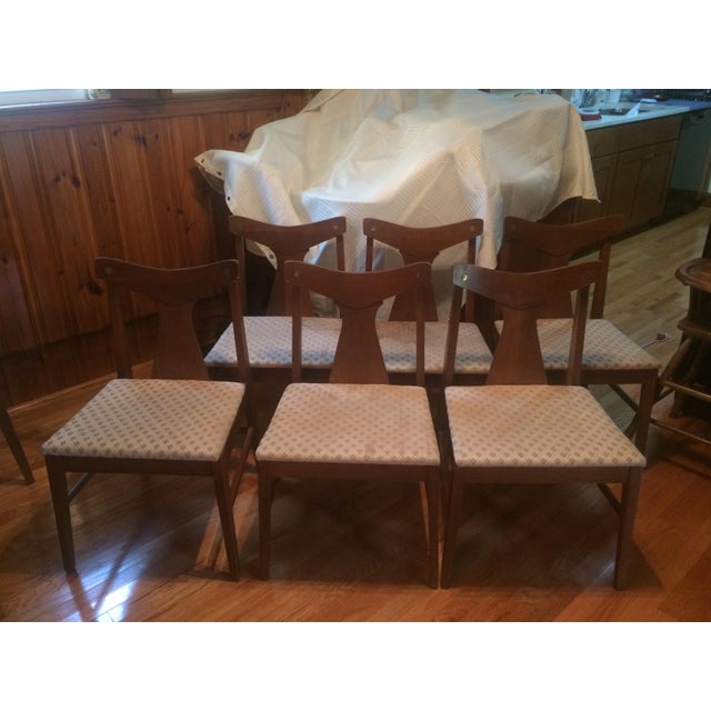 Danish Modern Dining Table With Glass Protector & Chairs ...