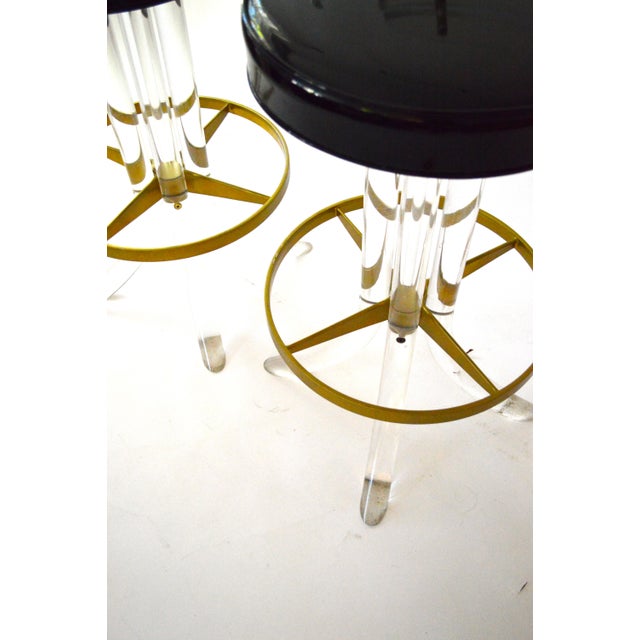 MidCentury Lucite and Brass Bar Stools Chairish
