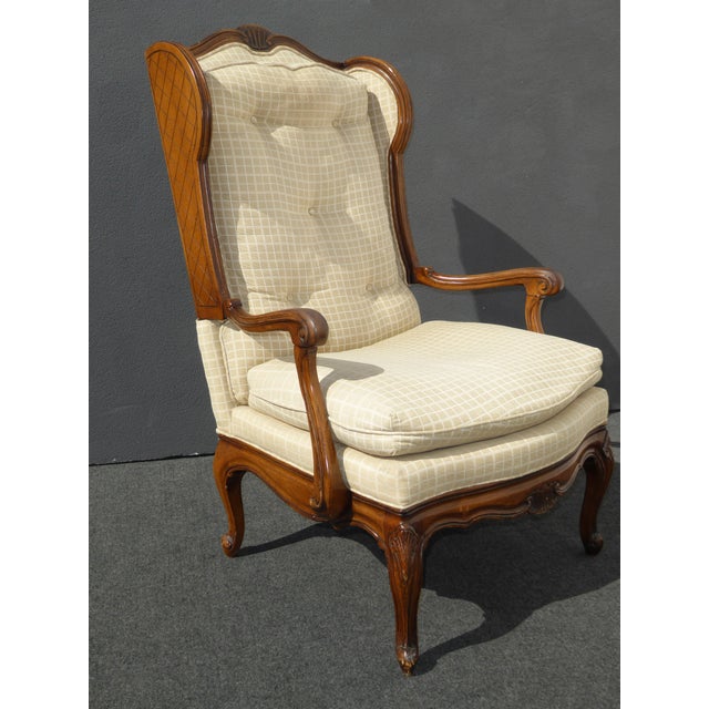 French Provincial Carved Tufted Wingback Chair Chairish
