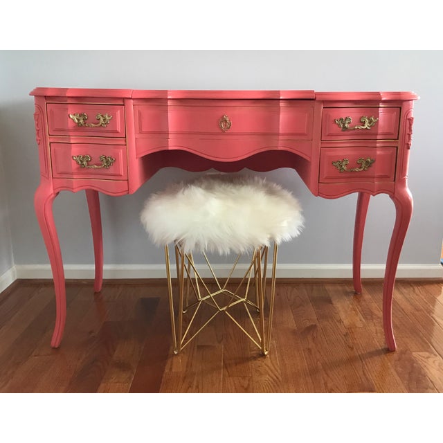 French Provincial Vanity Set With Faux Fur Stool Chairish