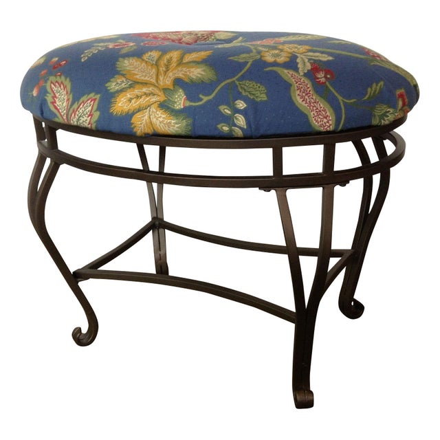 Embroidered Upholstery Wrought Iron ottoman Chairish