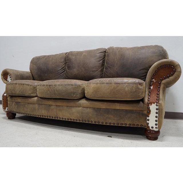 Genuine Saddle Leather Cowhide Sofa Chairish