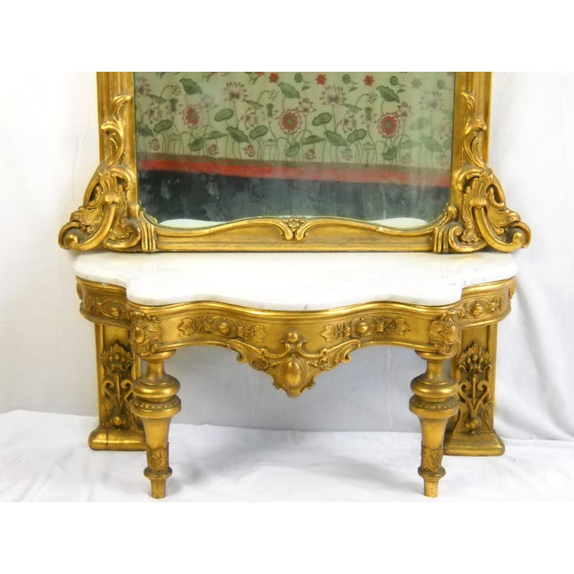 19th C. Pier Mirror & Marble Top Console Table Chairish