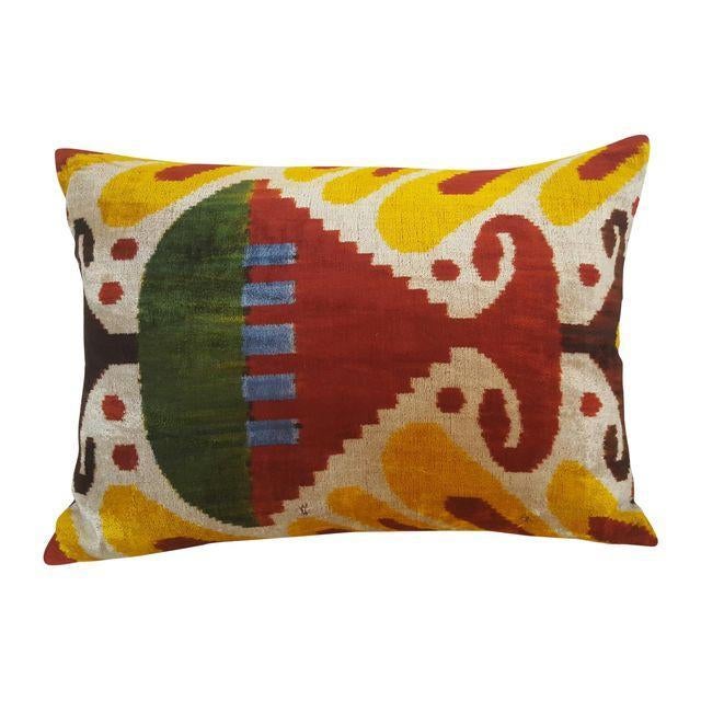 Silk Velvet Ikat Accent Pillow Chairish