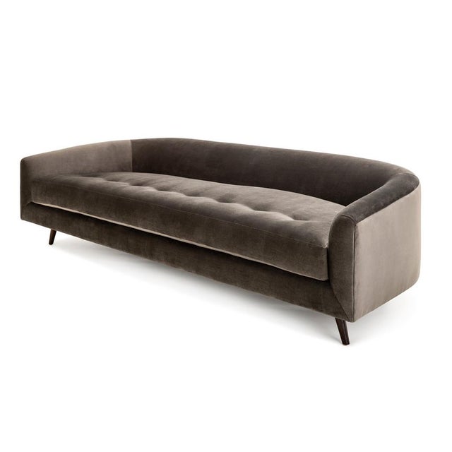 Clad Home Curved Velvet Button Tufted Sofa | Chairish