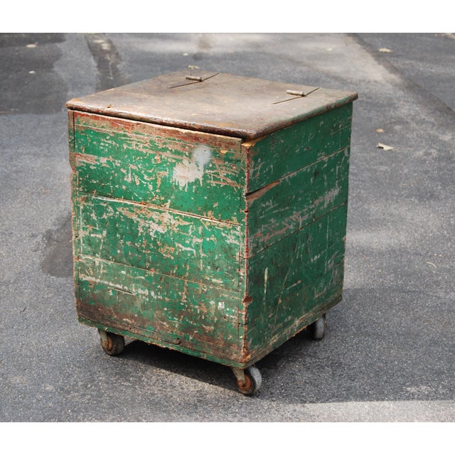Green Large Wooden Box on Wheels Chairish