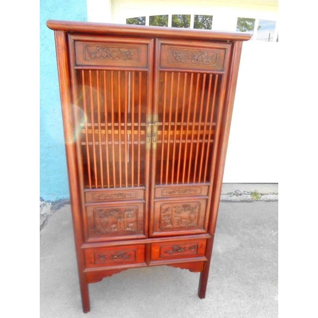 Vintage Chinese Distressed Linen Cabinet | Chairish