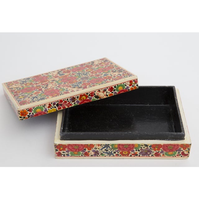 Vintage Kashmir Lacquer Paper Maché Box with Lid Chairish
