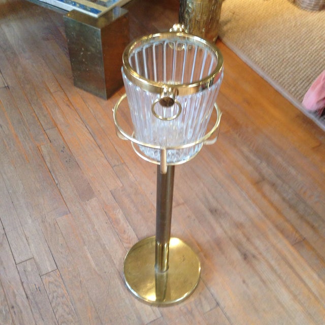 Brass & Glass Champagne Bucket On Stand Chairish