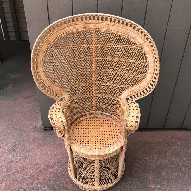 Vintage Wicker Peacock Fan Chair | Chairish