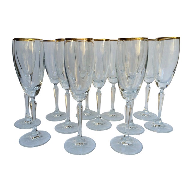 Crystal GoldRimmed Champagne Flutes Set of 12 Chairish