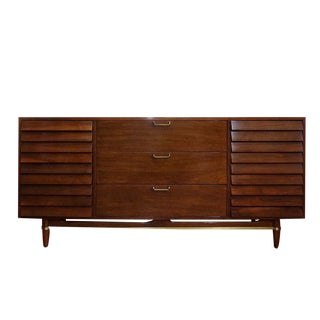 Used American of Martinsville Furniture Favorites | Chairish - Mid-Century Modern American of Martinsville Dania Collection Louvered  Walnut Credenza