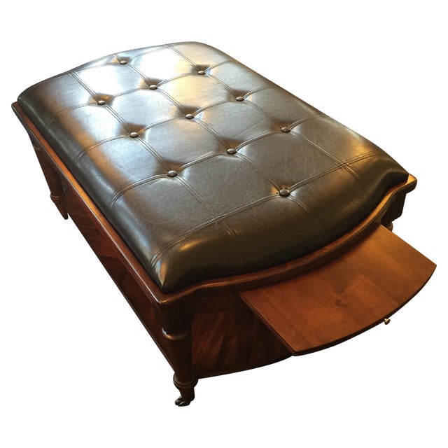 Coffee Table Tufted Leather Ottoman | Chairish