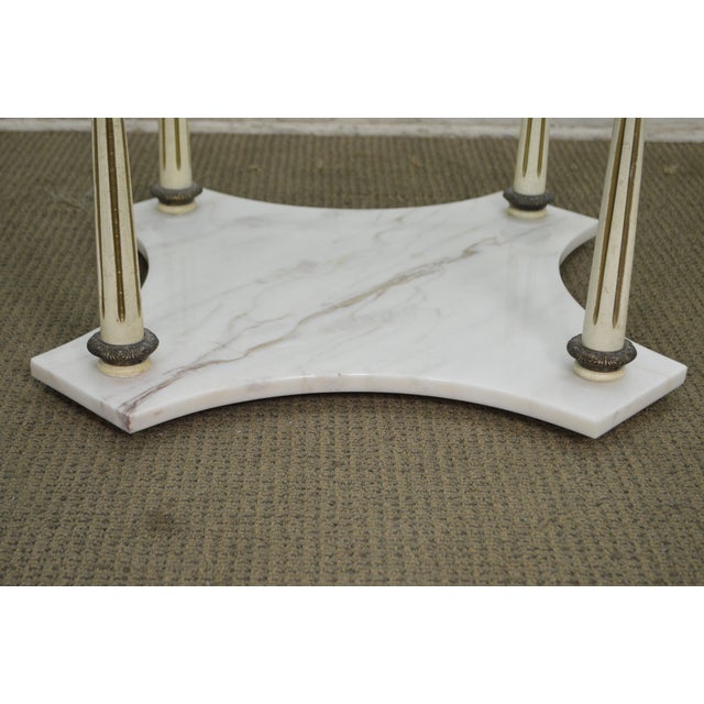 Hollywood Regency Round Glass Top Marble Base Coffee Table ...