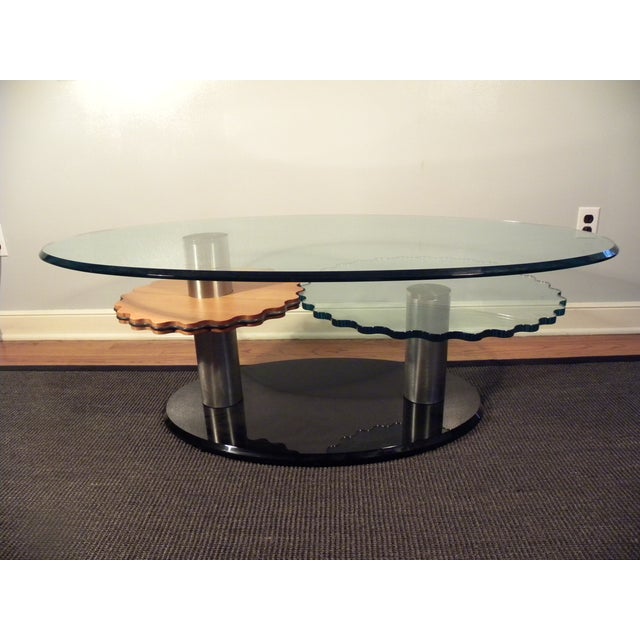 MCM Italian Glass" Swing Out Gears" Cocktail Table | Chairish