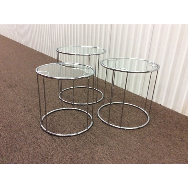 Modern Chrome Stacking Side Tables Set of 3 Chairish