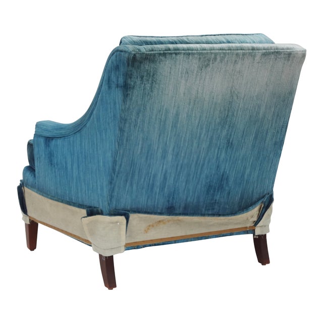 Blue Velvet MidCentury Lounge Chair and Ottoman Chairish