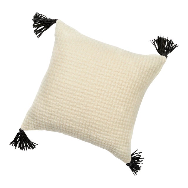 White Woven Throw Pillow With Tassels Chairish