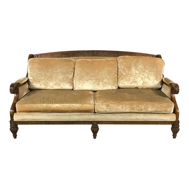 Vintage Gold Velvet Sofa | Chairish