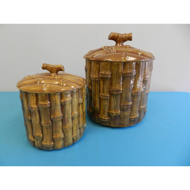 Vintage Bamboo Canisters A Pair Chairish