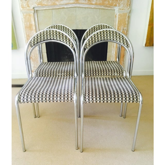 Chrome & Velvet Dining Chairs - Set of 4 | Chairish