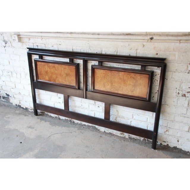 Century Furniture Burlwood and Black Lacquer Chin Hua Chinoiserie King