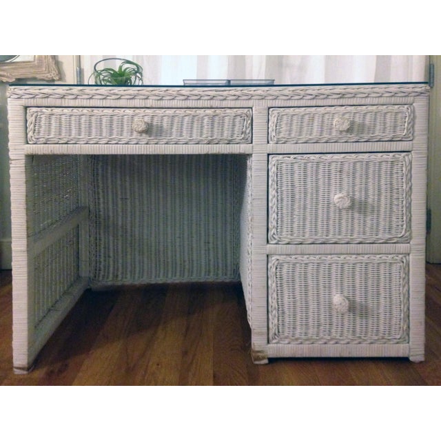 White Wicker Desk Chairish