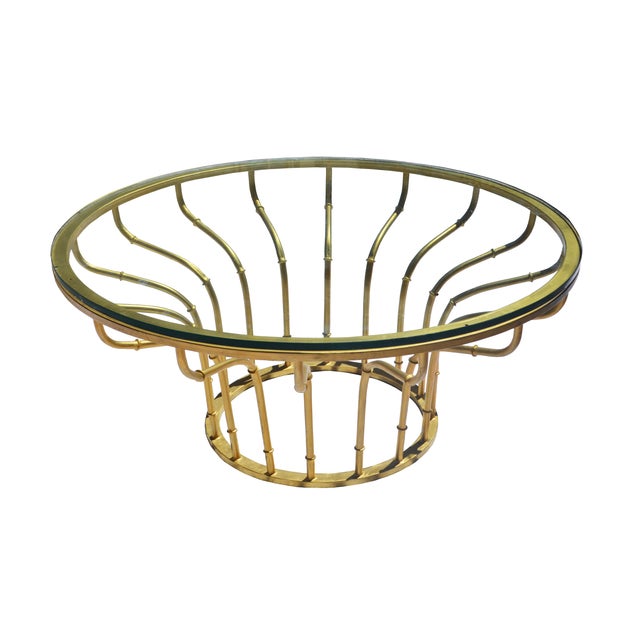 MidCentury Gold Bamboo & Glass Coffee Table Chairish