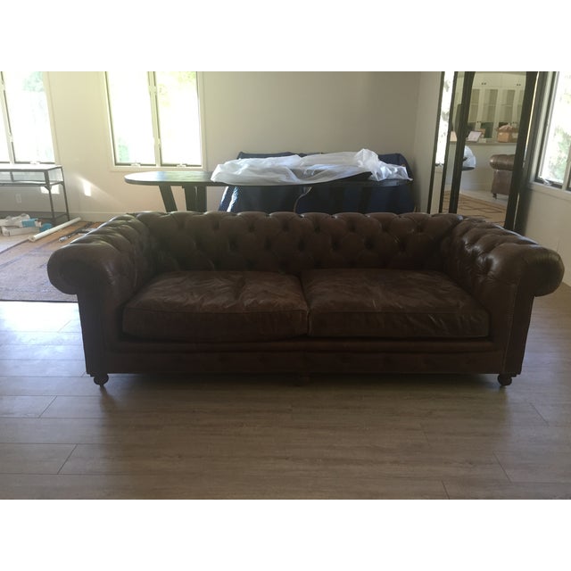 Restoration Hardware Kensington Leather Sofa | Chairish