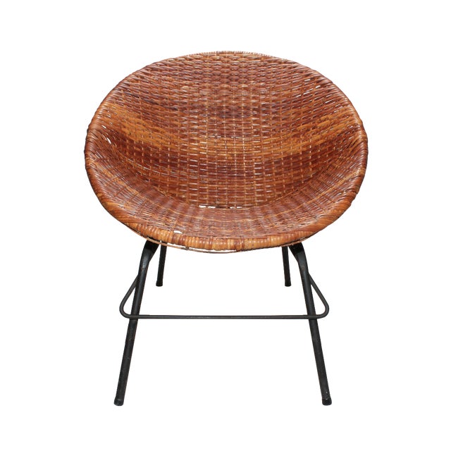 Mid Century Rattan Hoop Chair