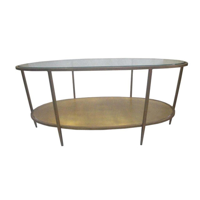 Metal Oval Hammered Coffee Table With Glass Top Chairish