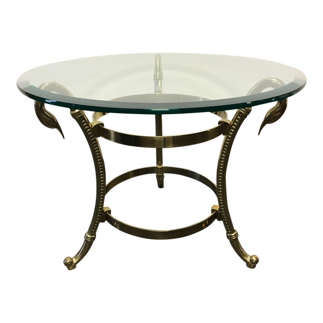 Glass & Brass Swan Round Side / End / Cocktail Table ...