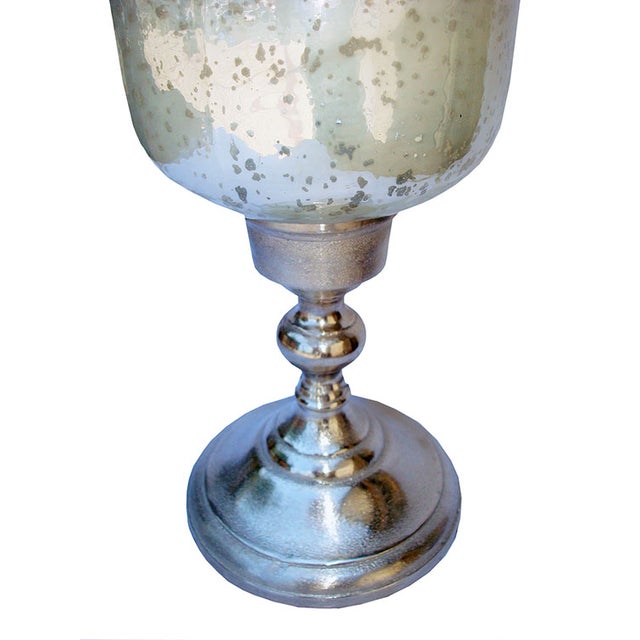 Pearlized "Mercury" Glass Hurricane Candle Holder | Chairish