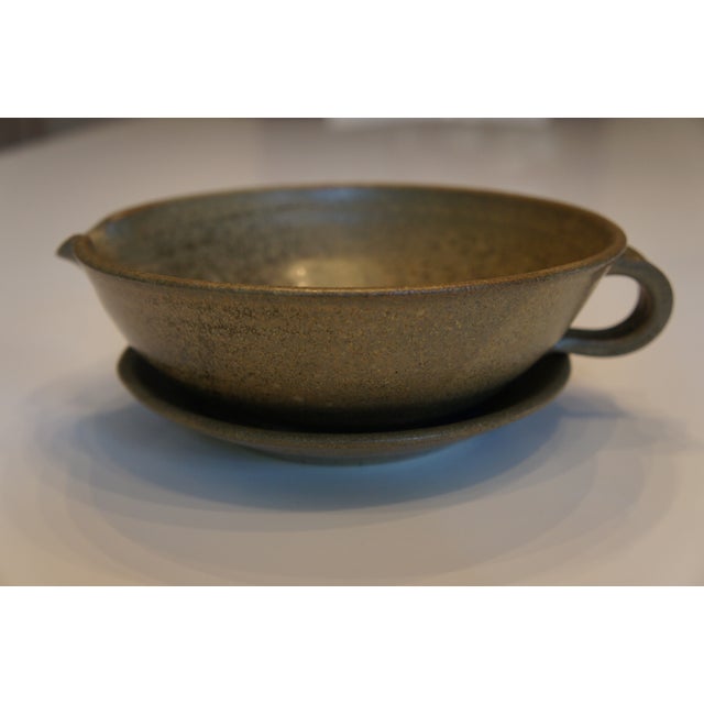 Vintage Signed Art Pottery Gravy Boat and Saucer Chairish