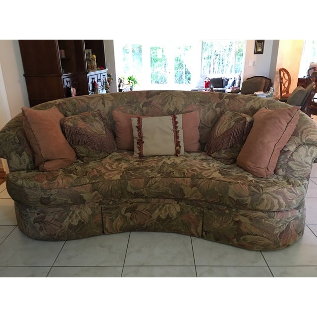 Contemporary Curved Floral Upholstered Sofa Chairish