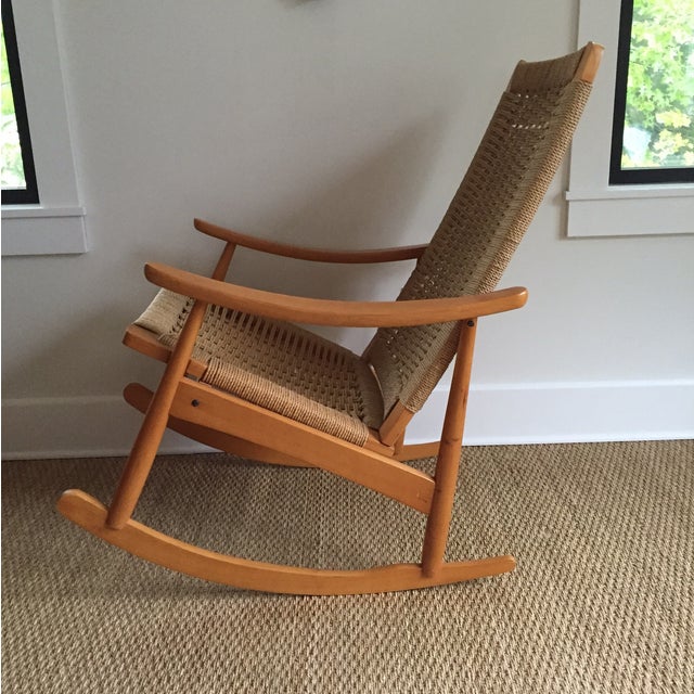 Hans Wegner Style Rope Rocking Chair Chairish