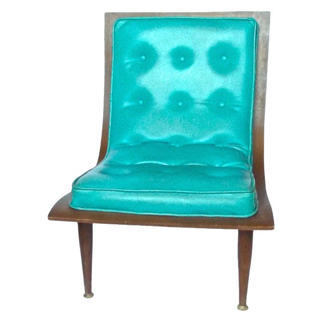 MidCentury Modern Leather Scoop Chair Chairish