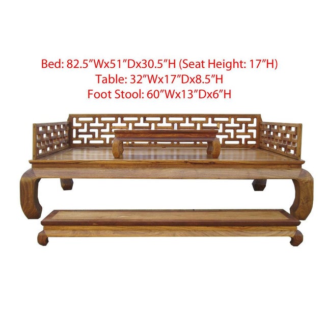 Oriental Rosewood Daybed, Couch, Bench Set 3 Chairish
