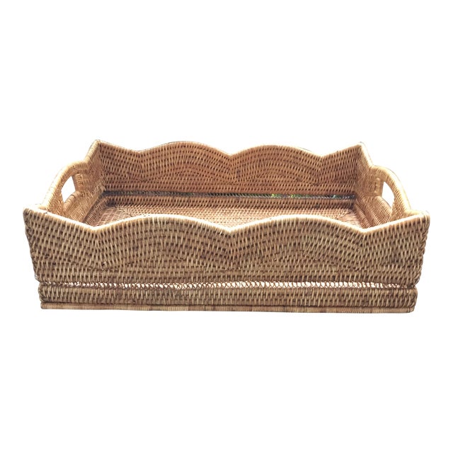Woven Rattan Serving Tray | Chairish