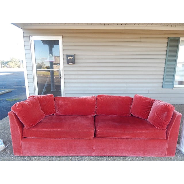 Baker Furniture Co. Red Crushed Velvet Sofa | Chairish