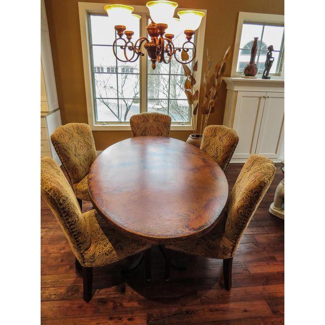 Arhaus Oval Copper Rod Iron Legged Dining Table | Chairish