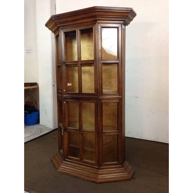 Antique Carved Walnut Five-Sided Curio Cabinet | Chairish