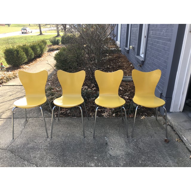West Elm Yellow Scoop Back Dining Chairs- Set of 4 | Chairish