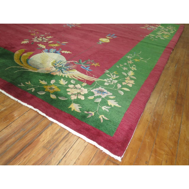 Chinese Jewel Tone Art Deco Rug - 9′ × 11′7″ | Chairish