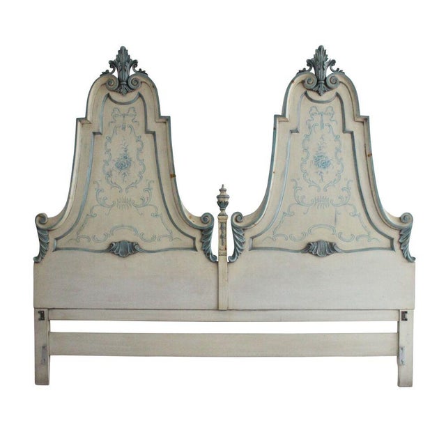Shabby Chic Cream and Blue King Headboard Chairish