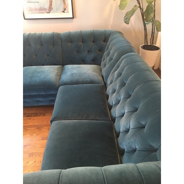 Anthropologie Velvet Lyre Sectional Sofa Chairish