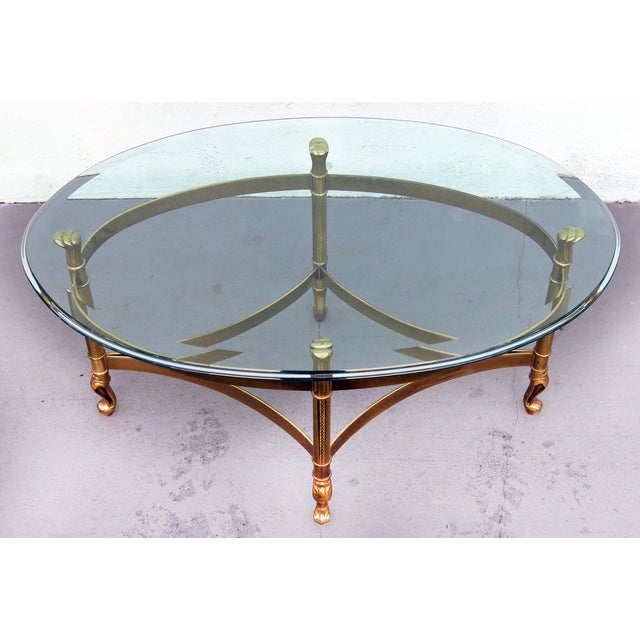 Hollywood Regency Brass And Glass Coffee Table | Chairish