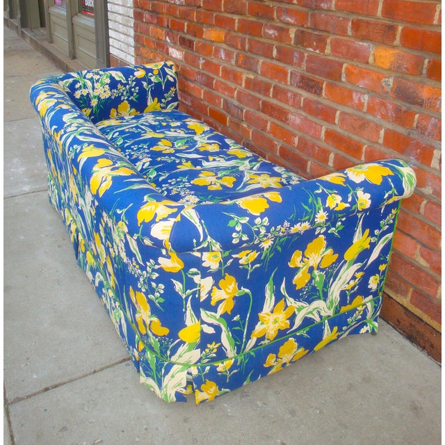 1970s Blue & Yellow Floral Sofa by Highland House of Hickory Chairish