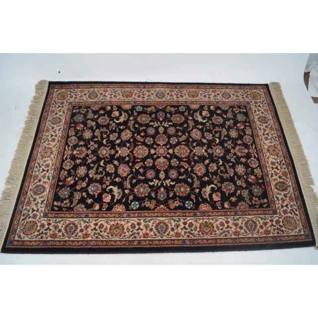 Vintage Karastan Black Kashan Rug 4'4" X 6'10" Chairish
