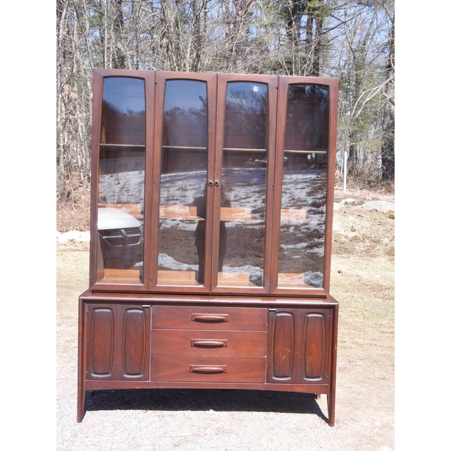 MidCentury Modern Broyhill Emphasis Walnut Hutch Buffet China
